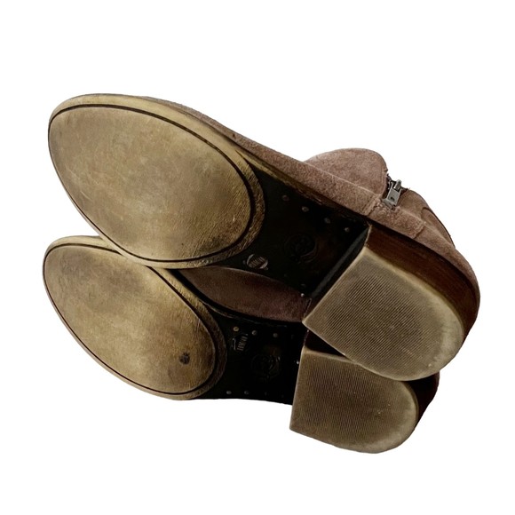 Lucky Brand LK Breah Suede Heeled Ankle Booties Taupe Women's Sz 10M/40 EUC! - Picture 8 of 11